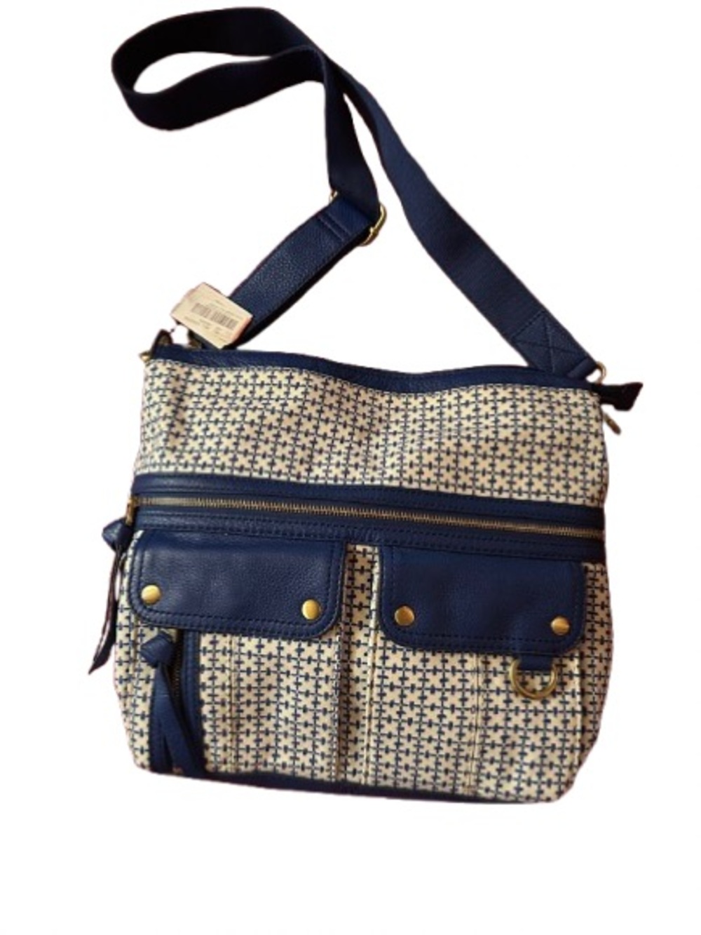 Fossil Navy and Cream Patterned Crossbody Bag - new with tags-original price$100